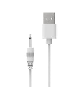 White USB-A to magnetic two-pin charging cable for adult toys.