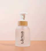 Animated GIF of a hand dispensing La Nua's foaming toy cleaner.