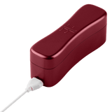 The FemmeFunn Booster Bullet charging case in maroon. 