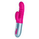 The FemmeFunn Essenza thrusting rabbit vibrator in pink.
