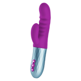The FemmeFunn Essenza thrusting rabbit vibrator in purple.