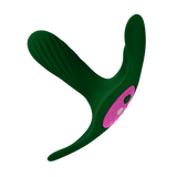 The FemmeFunn Ossia wearable bullet vibrator in dark green.