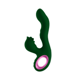 The FemmeFunn Pallina rabbit vibrator in dark green.