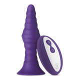 The FemmeFunn Pyra butt plug in purple.