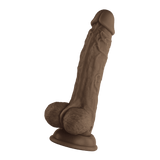 The FemmeFunn Turbo Baller realistic rotating vibrator in a cocoa brown color.