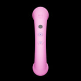 Back view of the pink Aluna Mini highlighting the central control buttons and charging port, with a 3D model icon in the corner.