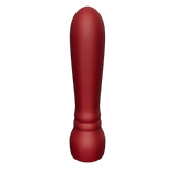 A front-view product shot of the FemmeFunn Booster Bullet in deep red.