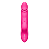 A front-view product shot of the pink FemmeFunn Booster Rabbit vibrator.