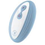 The Vortex 2.0 wireless remote in light blue, used for FemmeFunn's realistic vibrators.