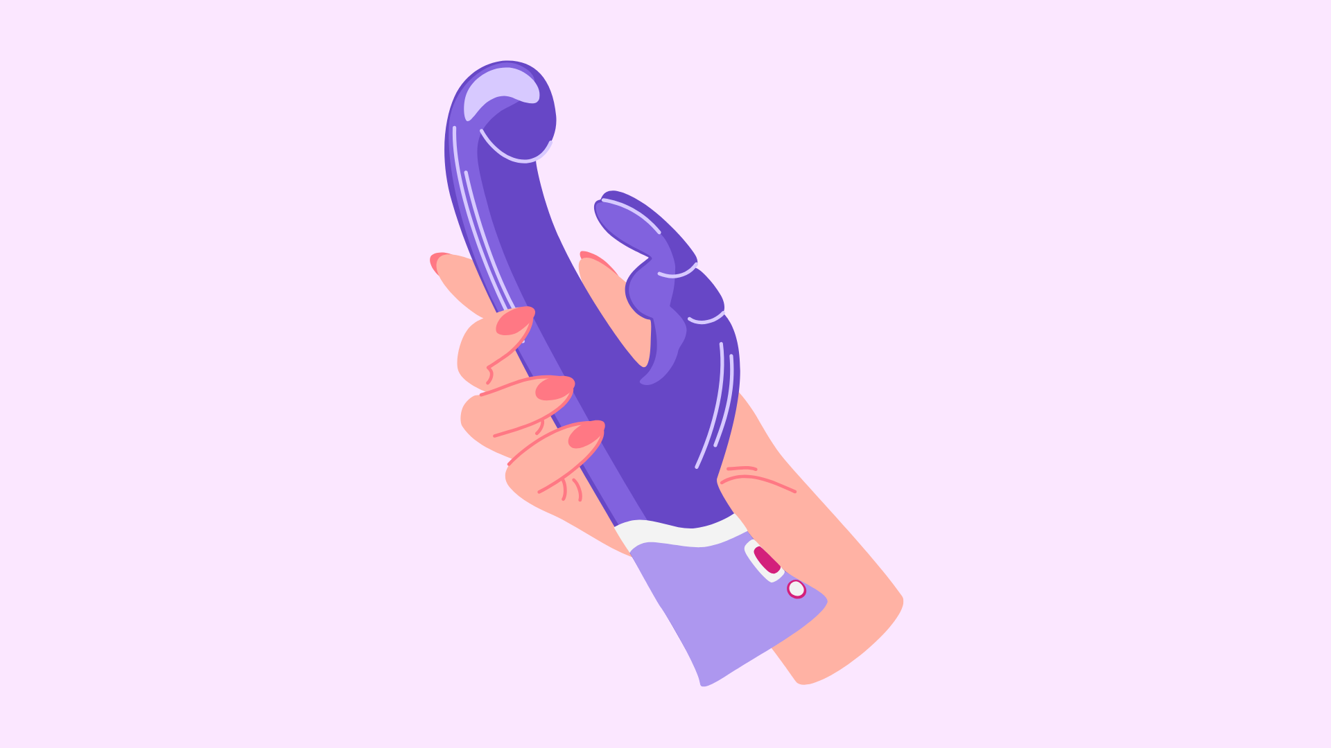 woman's hand holding a purple vibrator