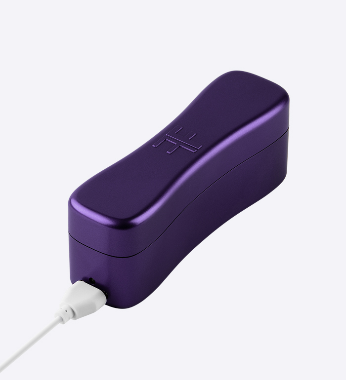 booster bullet charging case in purple with cord