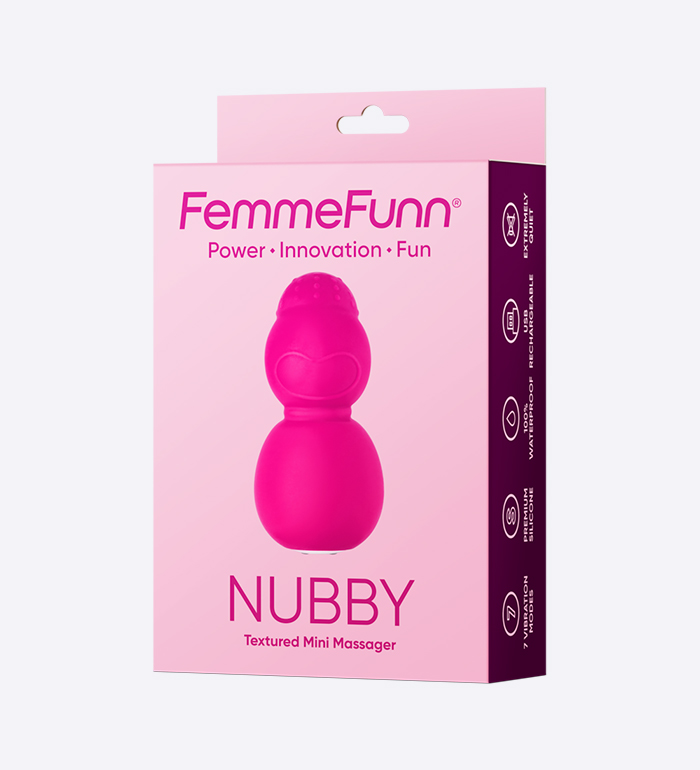 Femme Funn's Nubby Massager in pink in box