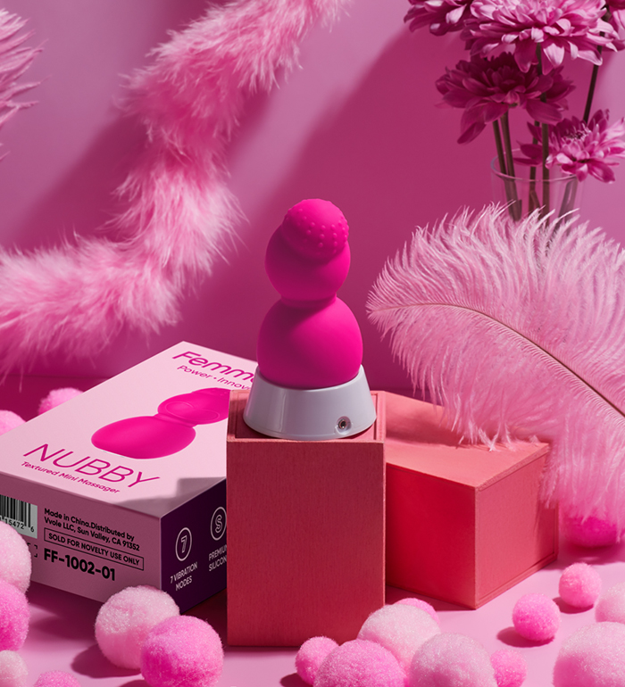 Femme Funn's Nubby Massager in pink with box
