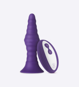 Pyra-Vibrating-Ribbed-Butt-Plug-Small-Dark-Purple-With-Remote
