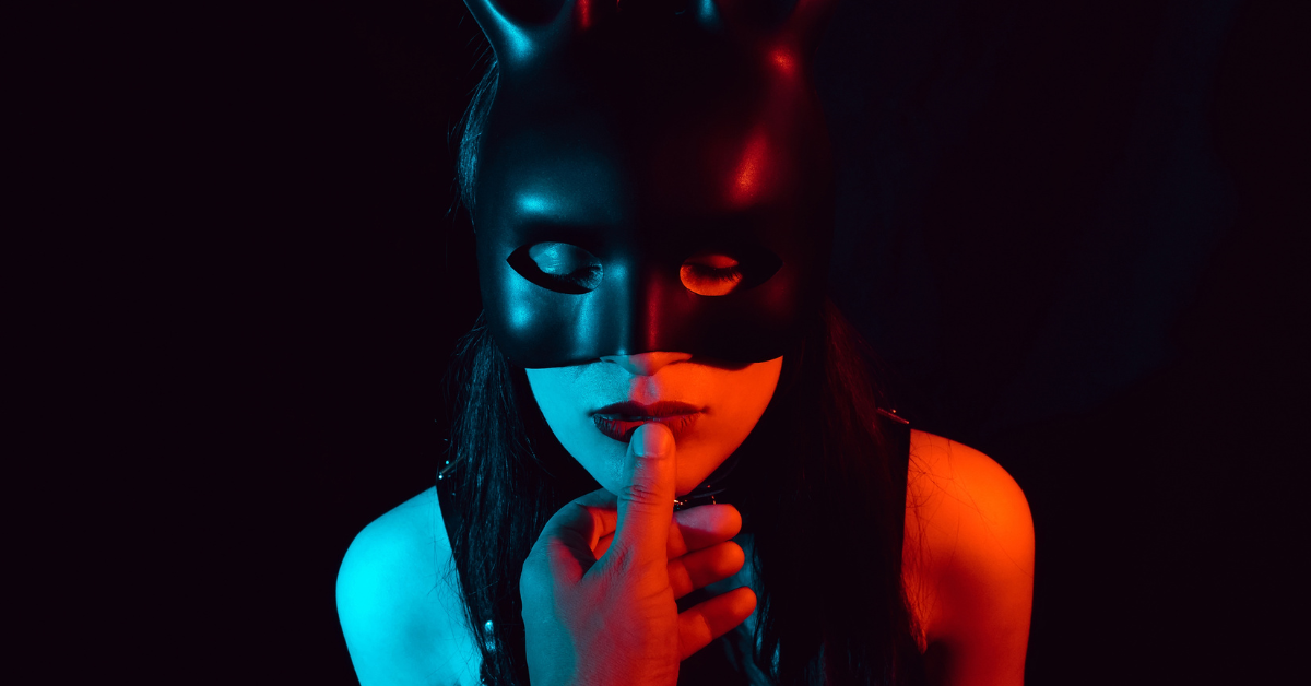 submissive woman in bunny mask